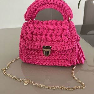 Pink Crochet Hand Bag/shoulder bag.